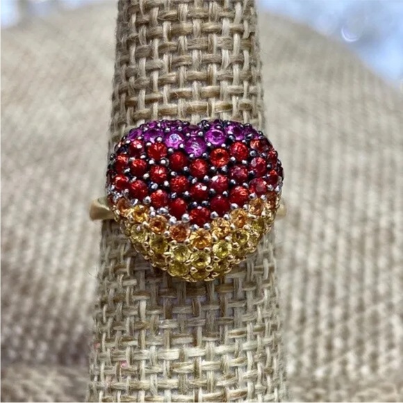 $3950 / NEW / Levian Ombre Heart Ring / Multicolor sapphire / 14K Gold - Picture 5 of 6